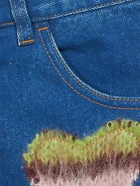 Coated Straight-Leg Jeans With Mohair Patches