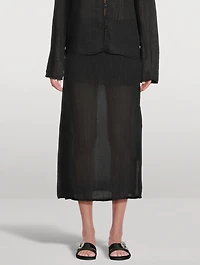 Savo Cotton And Linen Midi Skirt