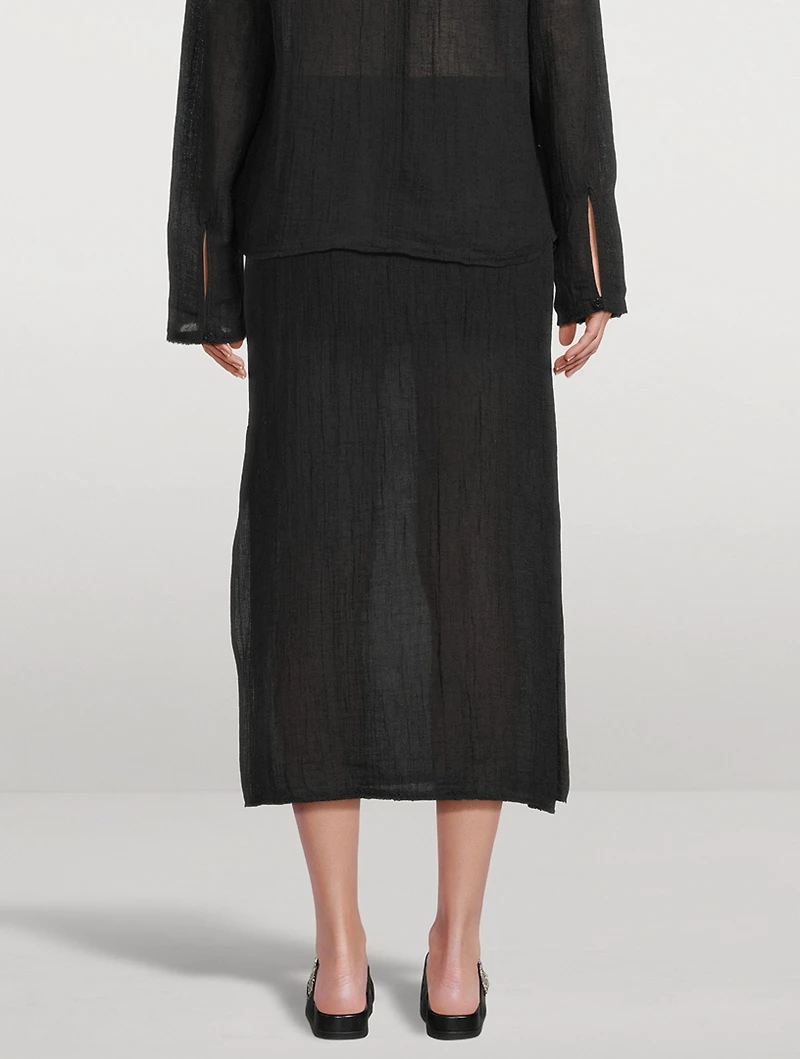 Savo Cotton And Linen Midi Skirt