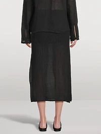 Savo Cotton And Linen Midi Skirt