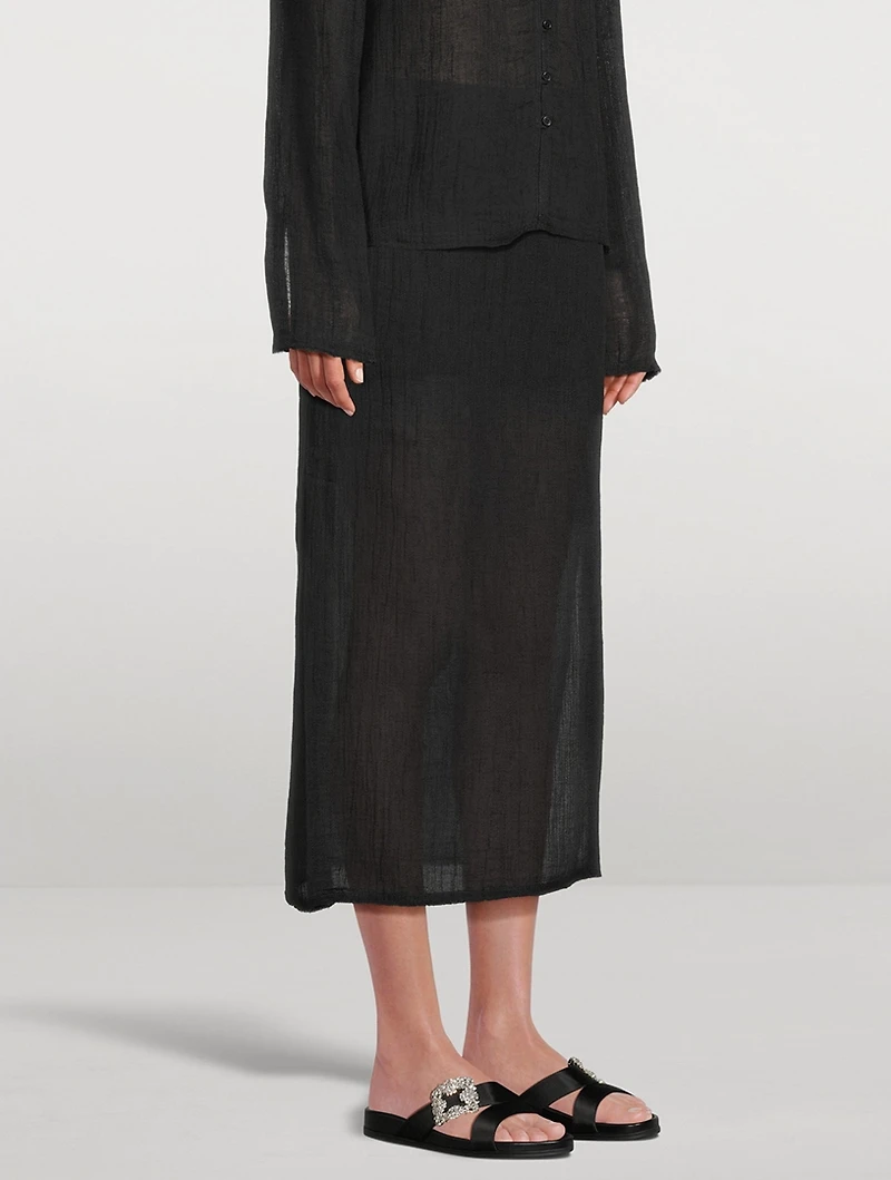 Savo Cotton And Linen Midi Skirt