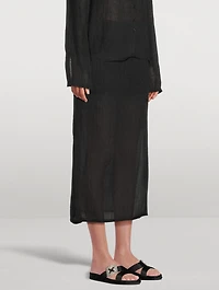 Savo Cotton And Linen Midi Skirt