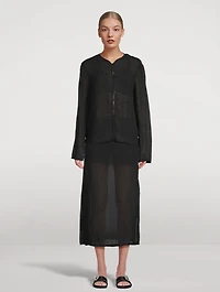 Savo Cotton And Linen Midi Skirt