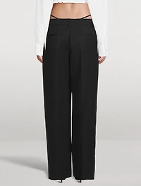 Wide-Leg Wool Trousers With Straps