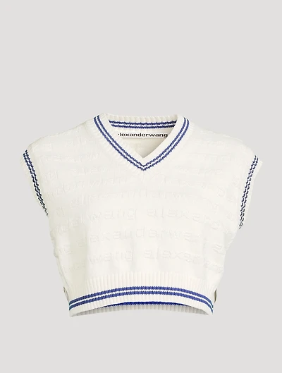 Cotton Cropped Sweater Vest