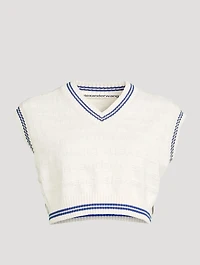Cotton Cropped Sweater Vest