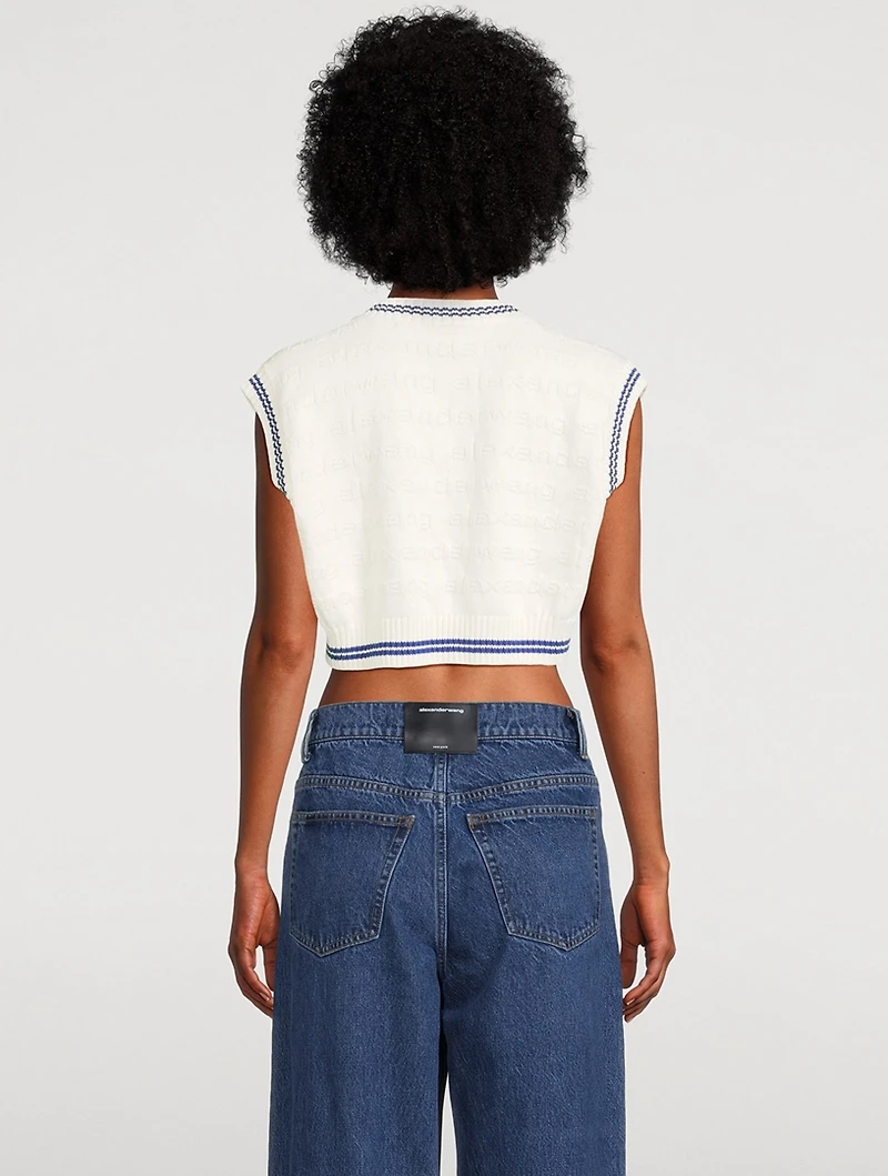 Cotton Cropped Sweater Vest