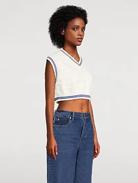 Cotton Cropped Sweater Vest