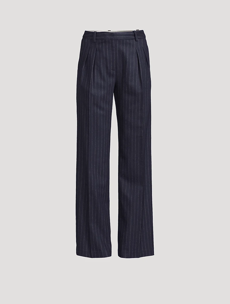 Amoya Wide-Leg Trousers Pinstripe Print