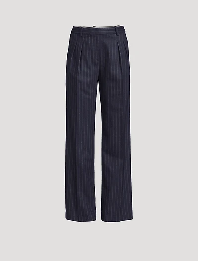 Amoya Wide-Leg Trousers Pinstripe Print