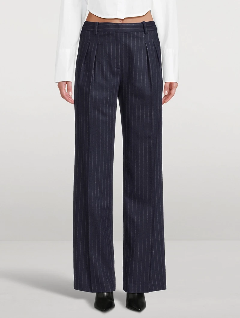 Amoya Wide-Leg Trousers Pinstripe Print