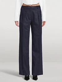 Amoya Wide-Leg Trousers Pinstripe Print