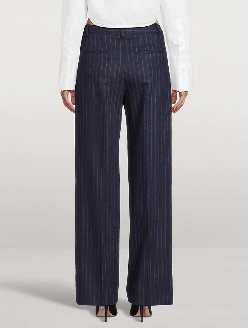 Amoya Wide-Leg Trousers Pinstripe Print