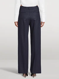 Amoya Wide-Leg Trousers Pinstripe Print