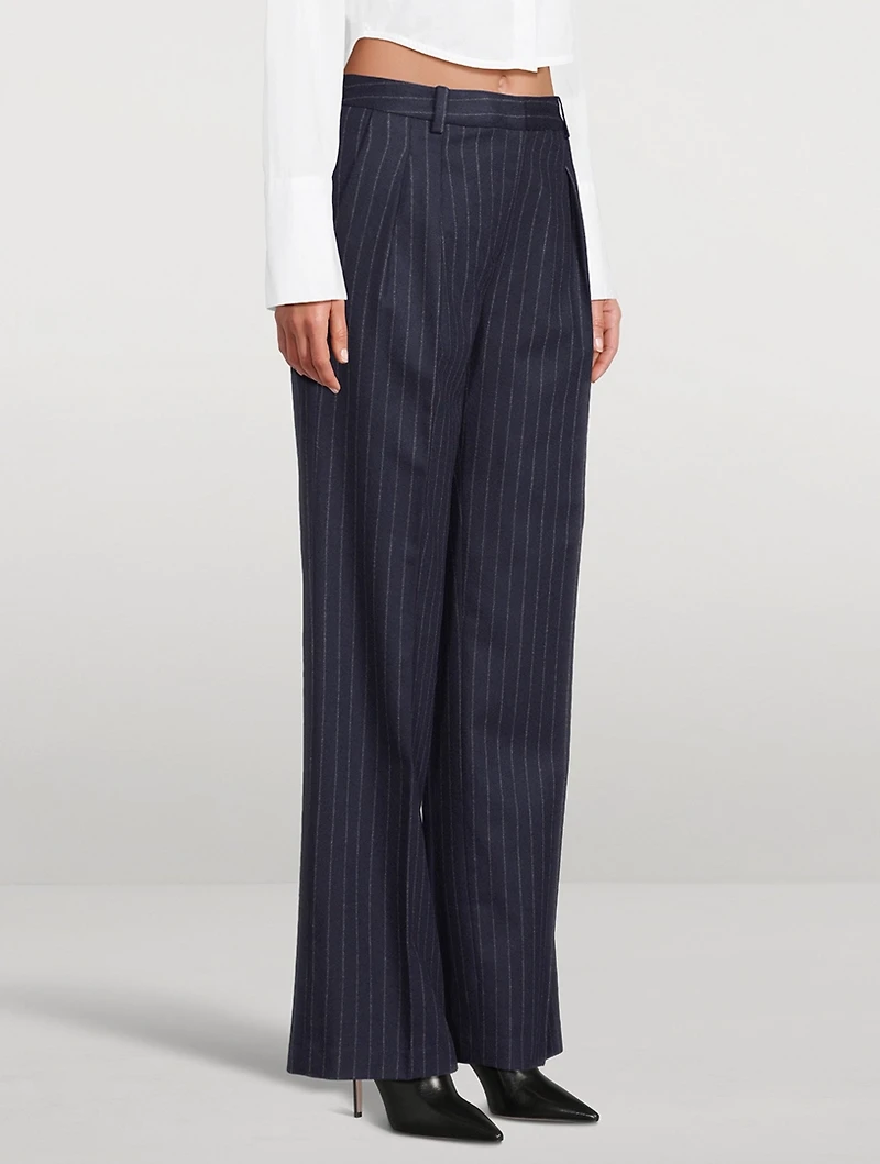 Amoya Wide-Leg Trousers Pinstripe Print