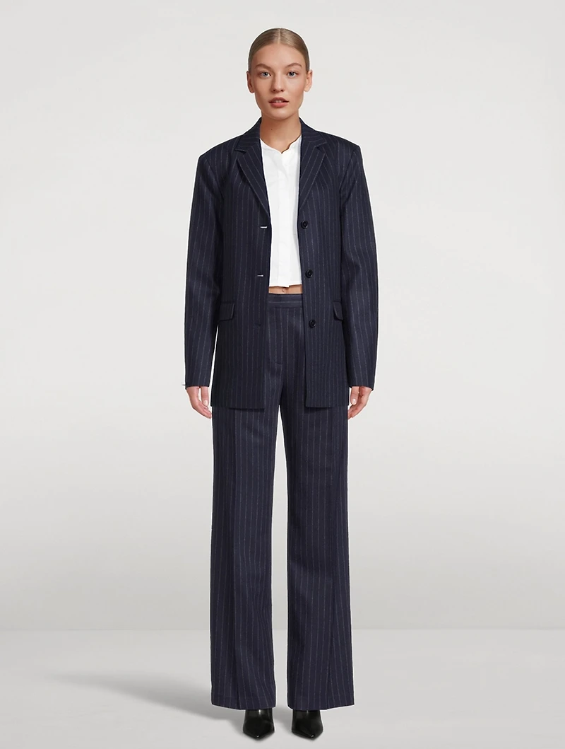 Amoya Wide-Leg Trousers Pinstripe Print