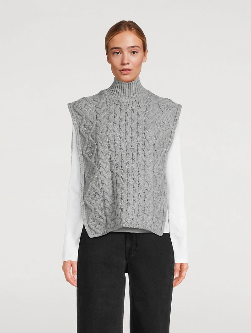 Liia Cable-Knit Wool And Cashmere Bib