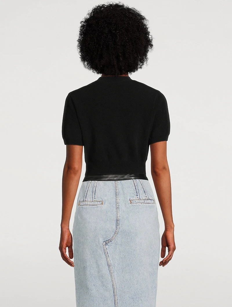Ribbed Chenille Short-Sleeve Sweater