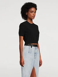 Ribbed Chenille Short-Sleeve Sweater