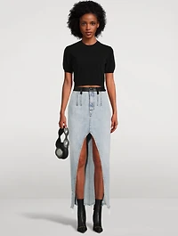 Ribbed Chenille Short-Sleeve Sweater