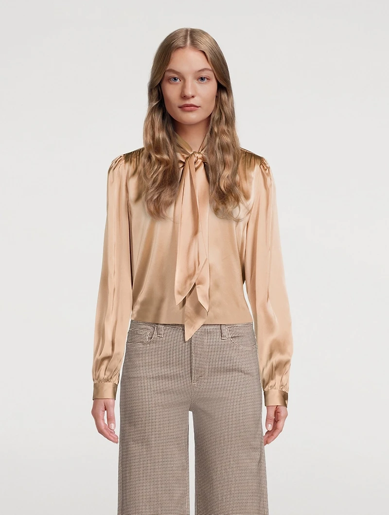 Femme Tie-Neck Silk Blouse