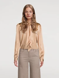 Femme Tie-Neck Silk Blouse