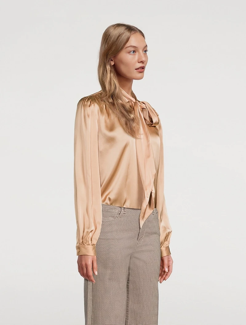 Femme Tie-Neck Silk Blouse