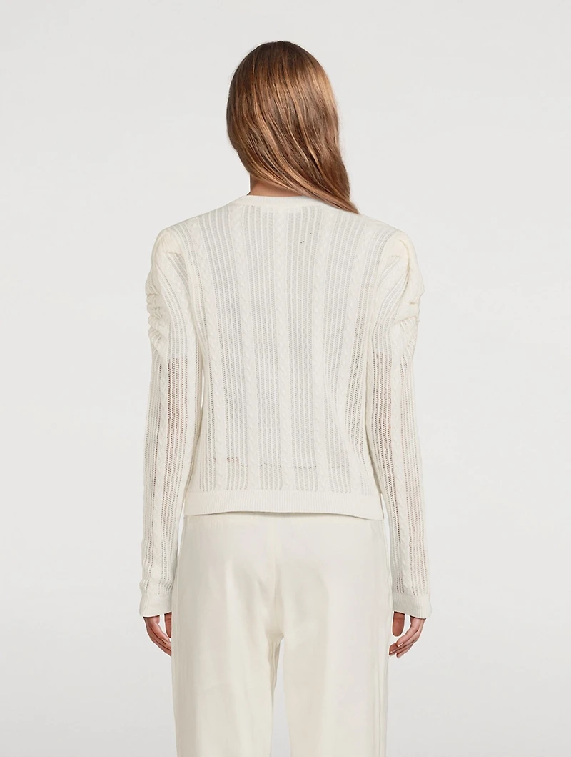 Pointelle Cashmere Ruched Sweater