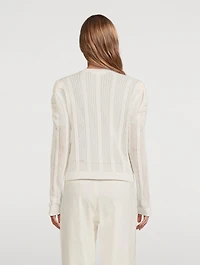 Pointelle Cashmere Ruched Sweater