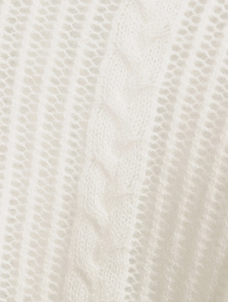 Pointelle Cashmere Ruched Sweater