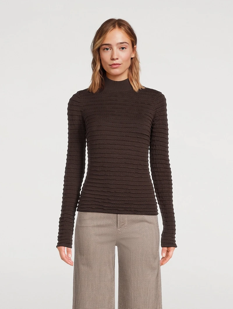 Smocked Mockneck Sweater