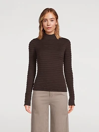 Smocked Mockneck Sweater
