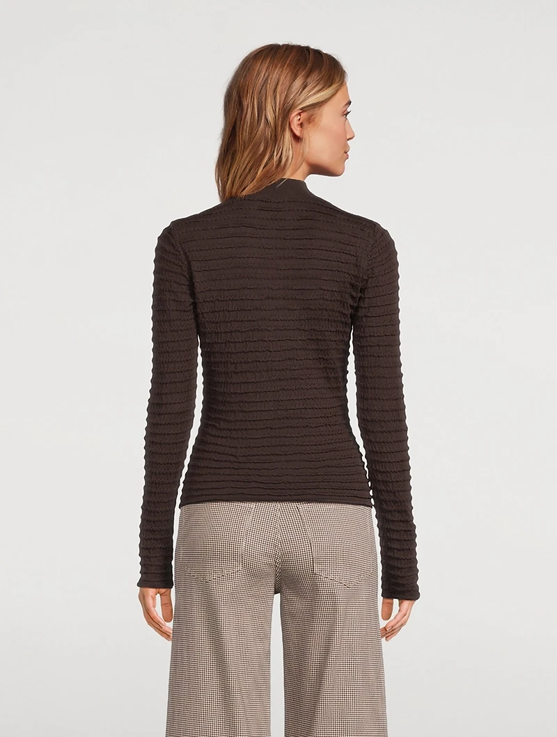 Smocked Mockneck Sweater