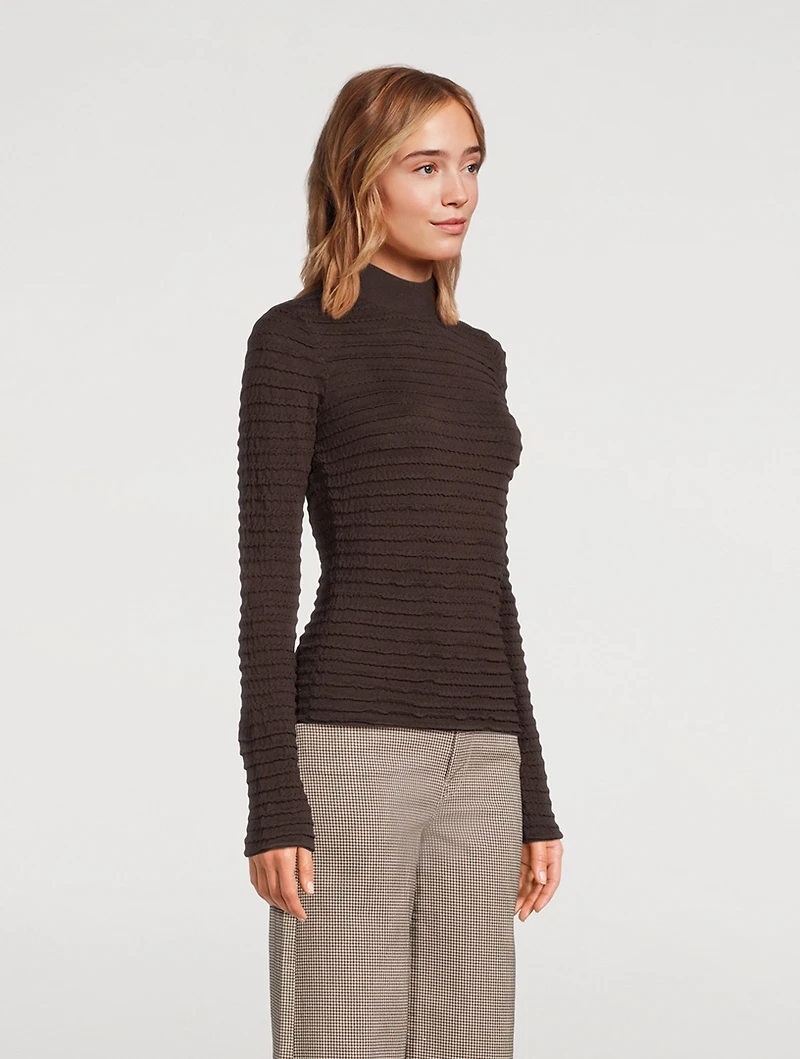 Smocked Mockneck Sweater