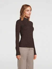 Smocked Mockneck Sweater