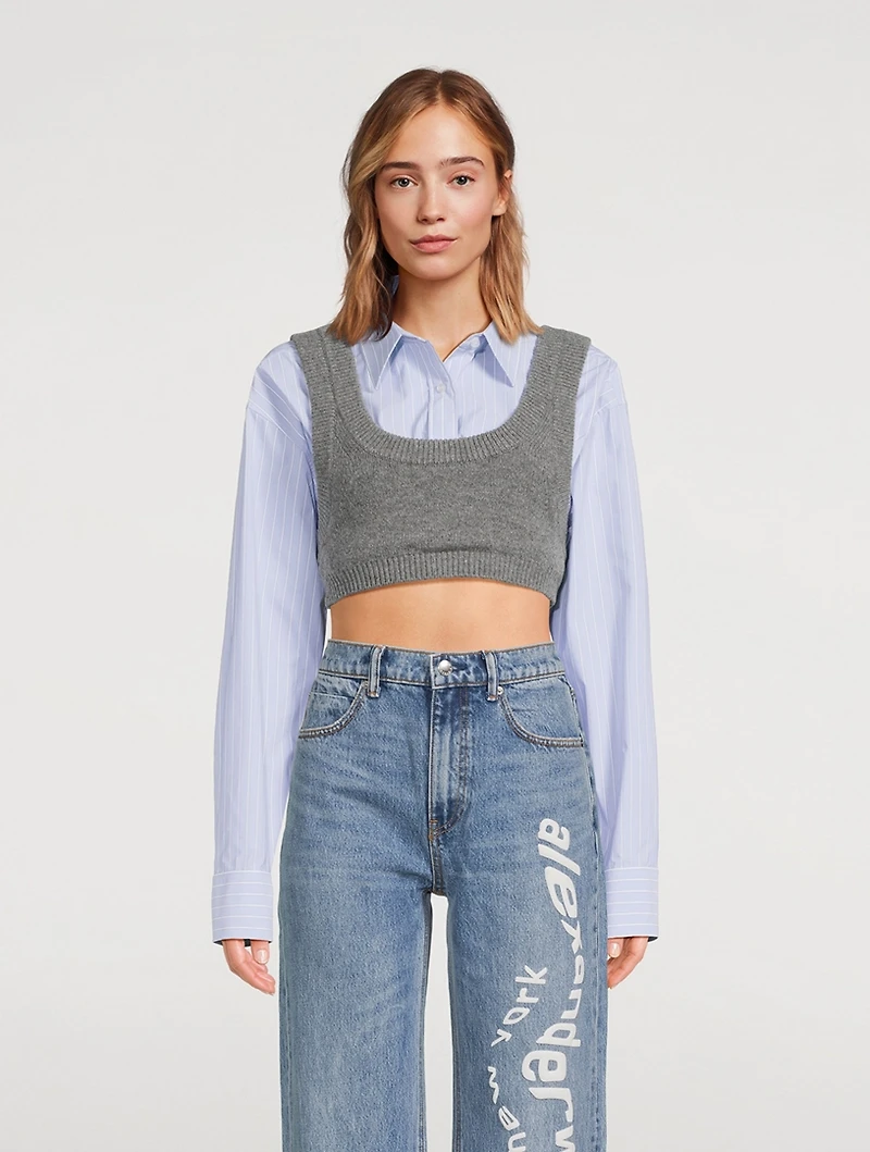 Boiled Wool Layered Knit Camisole