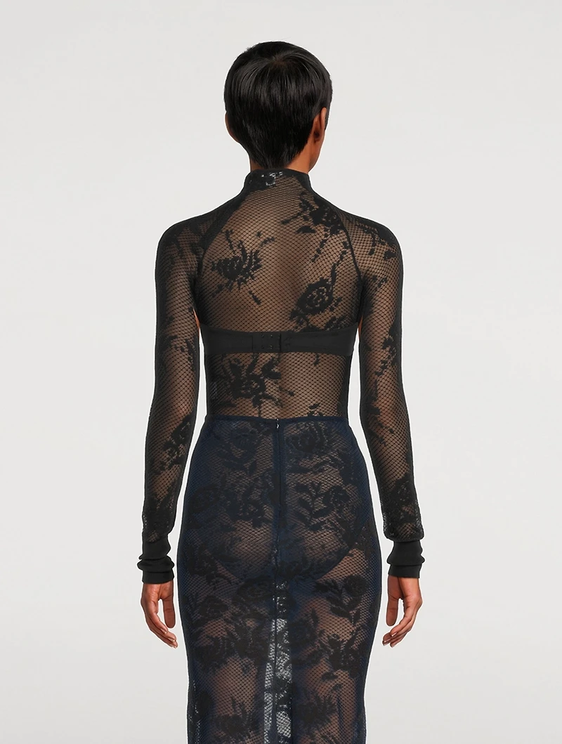 Sheer Floral Lace Bodysuit