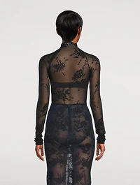 Sheer Floral Lace Bodysuit