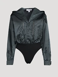 Nylon Long-Sleeve Bodysuit With Hood