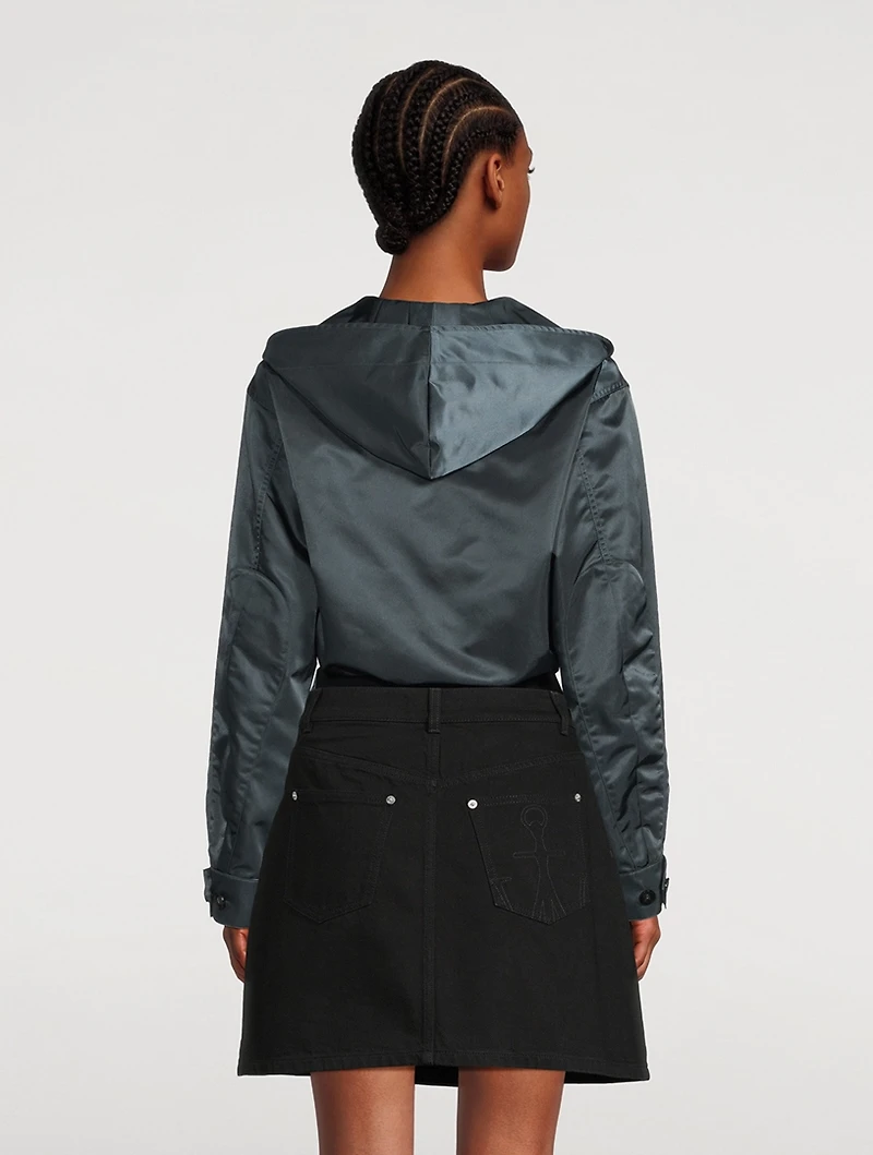 Nylon Long-Sleeve Bodysuit With Hood