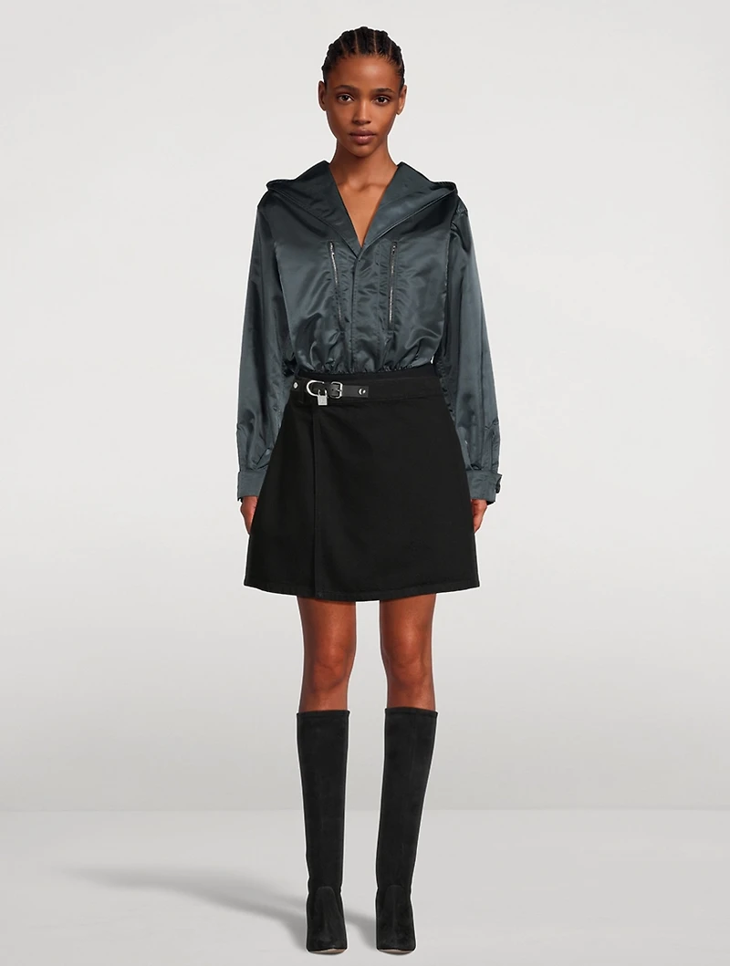 Nylon Long-Sleeve Bodysuit With Hood