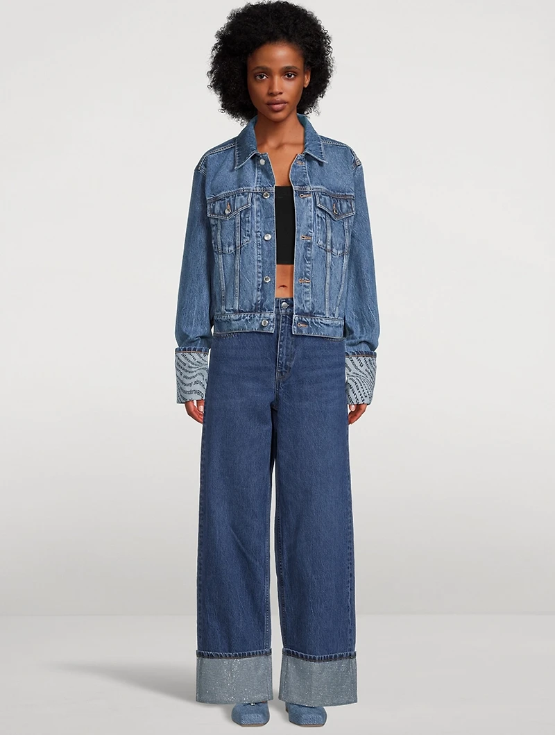Denim Jacket With Wave Cuff