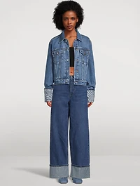 Denim Jacket With Wave Cuff