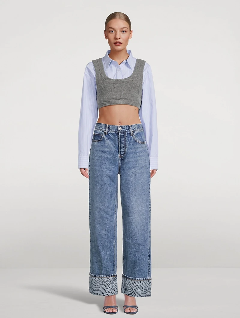 Wave Cuff Wide-Leg Jeans