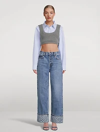 Wave Cuff Wide-Leg Jeans