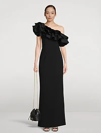 Chloe Ruffled One-Shoulder Gown
