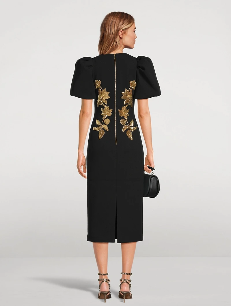 Versailles Sequin-Appliqué Midi Dress