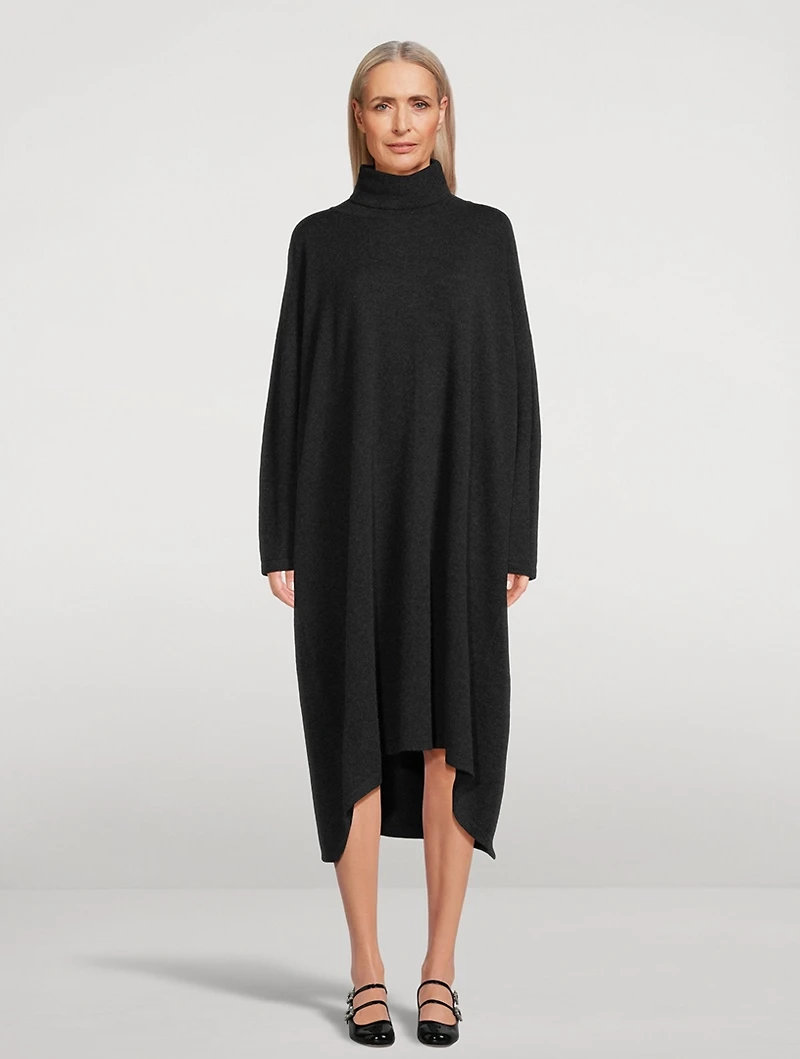 Scrunch-Neck Cashmere Sweater Dress
