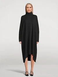 Scrunch-Neck Cashmere Sweater Dress