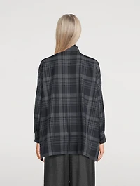 Double Stand Collar Shirt Check Print